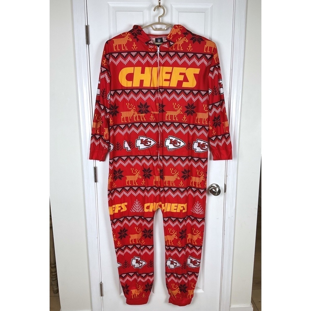 Kansas City Chiefs Men's Size Large Hooded Zip PJ One Piece New